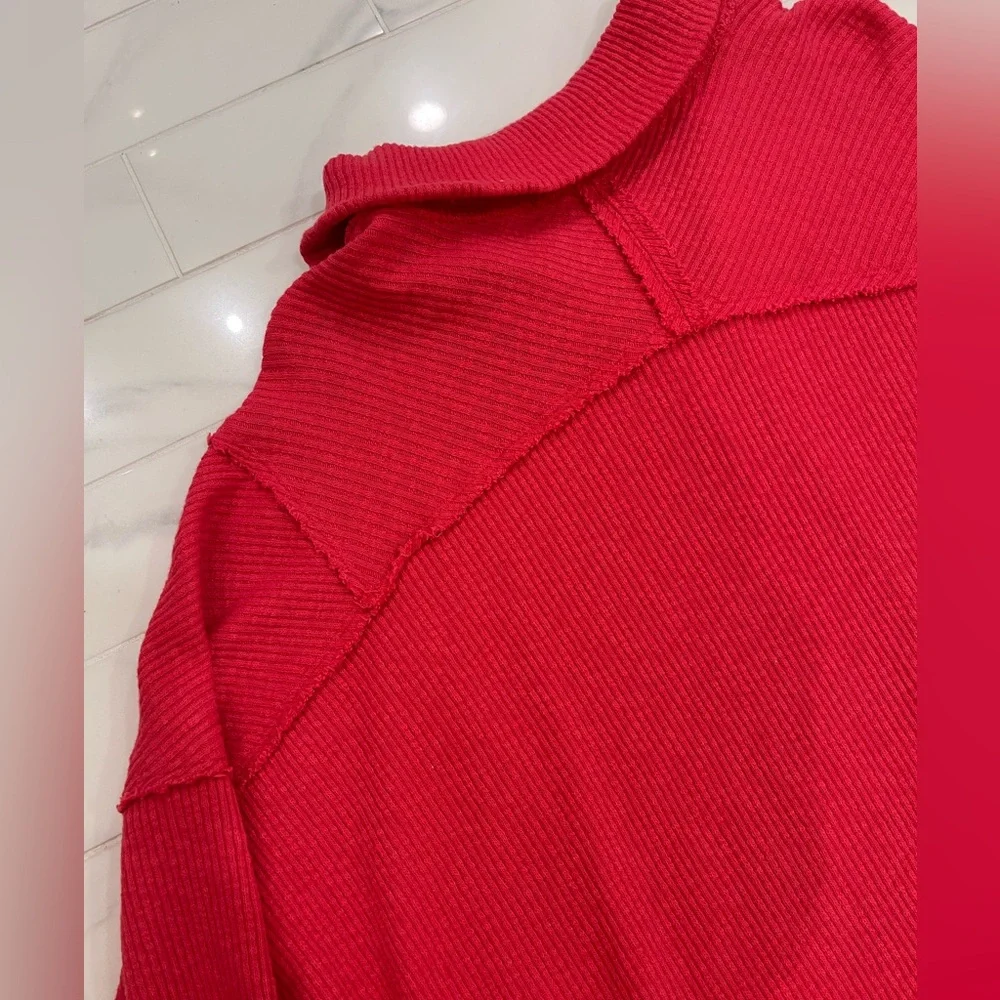 We The Free Quarter Zip Ribbed Pullover-Size S - Picture 5 of 8